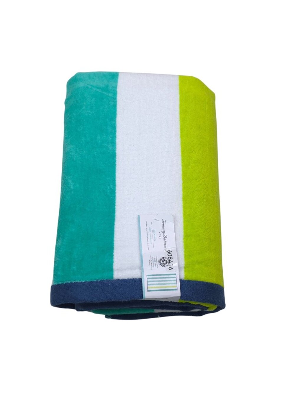 Tommy Bahama Home Striped Beach Towel 36" X 72" Green/White/Blue Quick Dry Thick